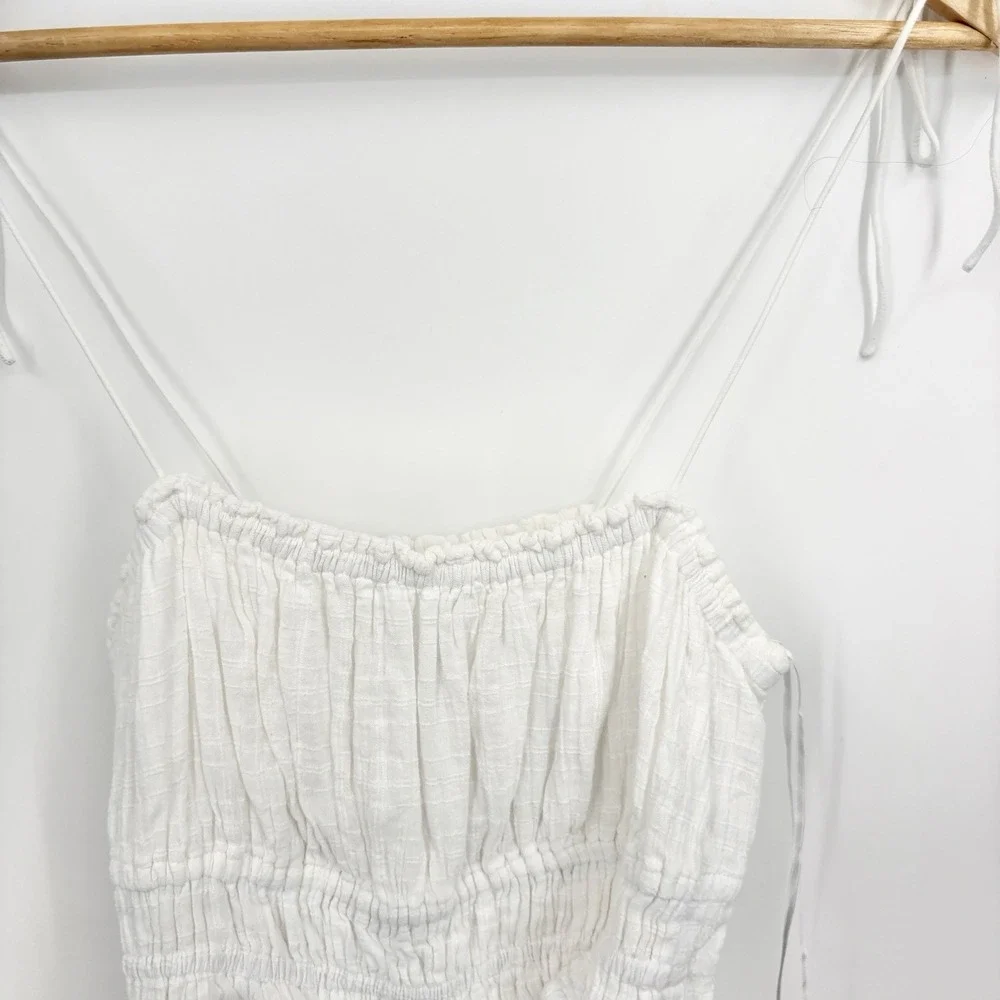 J Crew Clio Top Womens Small Milkmaid Coastal Boho Gauze Smocked Cottage Cotton - Picture 4 of 10